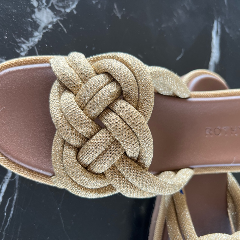 Rothy's Mustard Yellow/Gold Knotted Slide Sandals - Picture 5 of 9